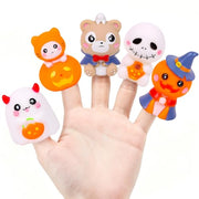 FOIMAS Halloween Finger Puppets, 5pcs Finger Puppets Bulk Pumpkin Ghost Finger Puppet Toys for Kids Trick or Treat Halloween Goodie Bag Basket Filler Decoration Bath