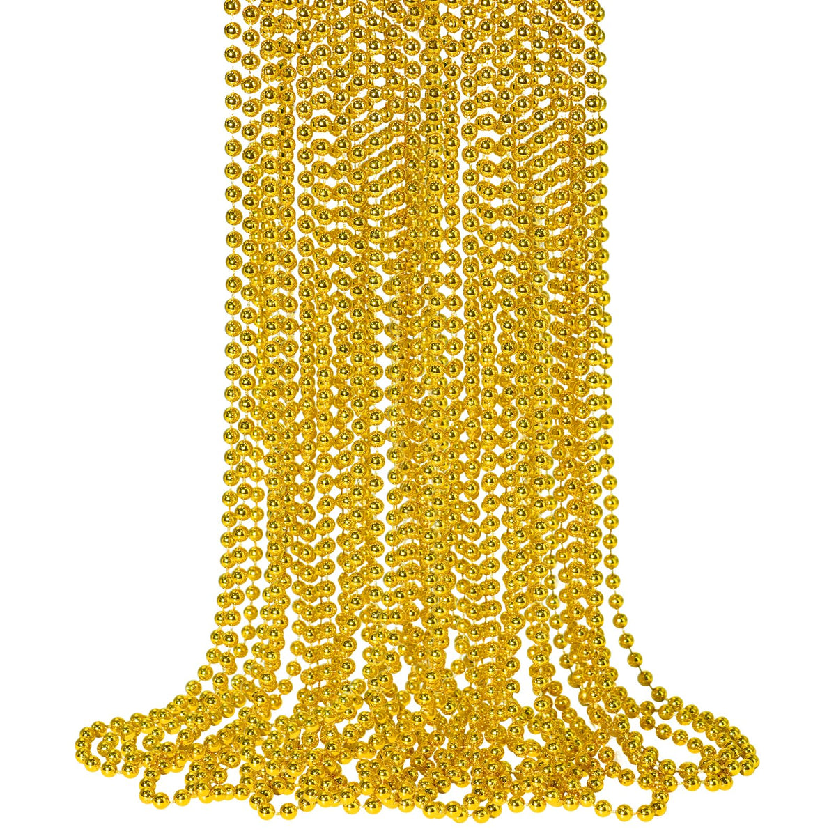 SHAOQINLIN 12 PCS Gold Bead Necklace, Mardi Gras Beads Christmas Necklaces 33" Metallic Beaded Costume Party Necklaces for Parade Throws, Wedding, Birthday, Pirate Party Favors