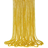 SHAOQINLIN 12 PCS Gold Bead Necklace, Mardi Gras Beads Christmas Necklaces 33" Metallic Beaded Costume Party Necklaces for Parade Throws, Wedding, Birthday, Pirate Party Favors