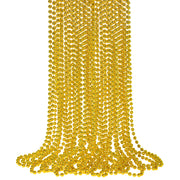 SHAOQINLIN 12 PCS Gold Bead Necklace, Mardi Gras Beads Christmas Necklaces 33" Metallic Beaded Costume Party Necklaces for Parade Throws, Wedding, Birthday, Pirate Party Favors