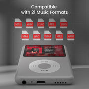 64Gb Mp3 Player with Bluetooth Y1 Portable Music Digital Players Supports Playlist Audiobook Video Nice Gadget for Kids Silver