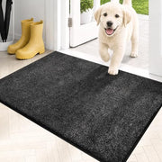 PURRUGS Dirt Trapping Indoor Door Mat, 50 x 80 cm, Charcoal | Machine Washable, Non-Slip, Waterproof TPR Backing, Super Absorbent, Low Profile, Entryway Rug for Muddy Paws and Shoes