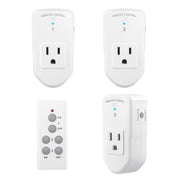 BN-LINK Wireless Remote Control Outlet Electrical Switch for Lights, Fans, Christmas Lights, Small Appliance, 100ft Long Range White (Learning Code, 3 Outlets +1 Remote) 1200W/10A, ETL & FCC Certified