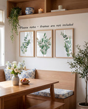 Eviepops Prints Eucalyptus Botanical Wall Art – Set of 3 Unframed Prints, Minimalist Green Plant Decor, Abstract Tropical Leaves Posters for Living Room, Bathroom, Bedroom Modern Nature Artwork (A4)