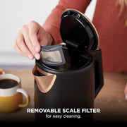 Ninja Perfect Temperature 1.7L Kettle, Rapid Boil, Black & Copper KT200UKCP | Temperature Control kettle with 6 preset temperatures for green tea, coffee and more. LED display & Temperature Hold mode.