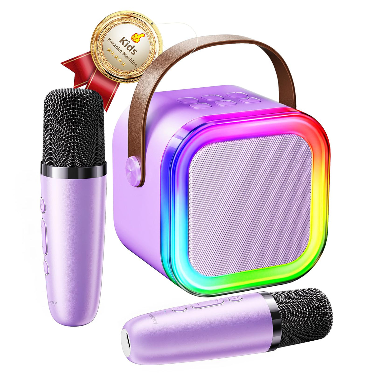 Kinglucky Mini Karaoke Machine for Kids, Top Birthday Gift for Girls Ages 3-12 Years Old, Kids' Personal Video Players Accessories with 2 Mics Singing Present Toy Purple