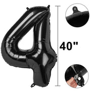 40 Inch Black Number 4 Balloons Foil Digital Helium Number Balloons | for 4th 14th 24 34 35 Birthday Anniversary Wedding Party Decorations,Jumbo Helium Balloon Giant Large Digital Balloon