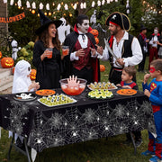 Actilize 3 Pack Halloween Tablecloth-54 x 108 Inch Spider Web Design Black | Halloween Decorations Disposable Plastic Table Covers Spider Web Design for Outdoor Indoor Halloween Party Table Decor