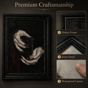 Black Framed Wall Art Gothic Vampire Canvas Print Dark Academia Moody Wine Glass Decor Picture Halloween Spooky Artwork for Living Room Bedroom 9x11 inch