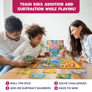 Number Hunter Math Board Game for Kids 5-7, 1st Grade & Kindergarten | Addition and subtraction game, STEM toy for 5+ year old, homeschool essentials, classroom learning, family game night