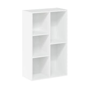 Furinno LUDER Book Shelf, 5-Cube Bookshelf, Reversible Bookcase, 9.4 x 19.5 x 31.5, Easy Assembly, for Living Room, Bedroom, Home Office, White
