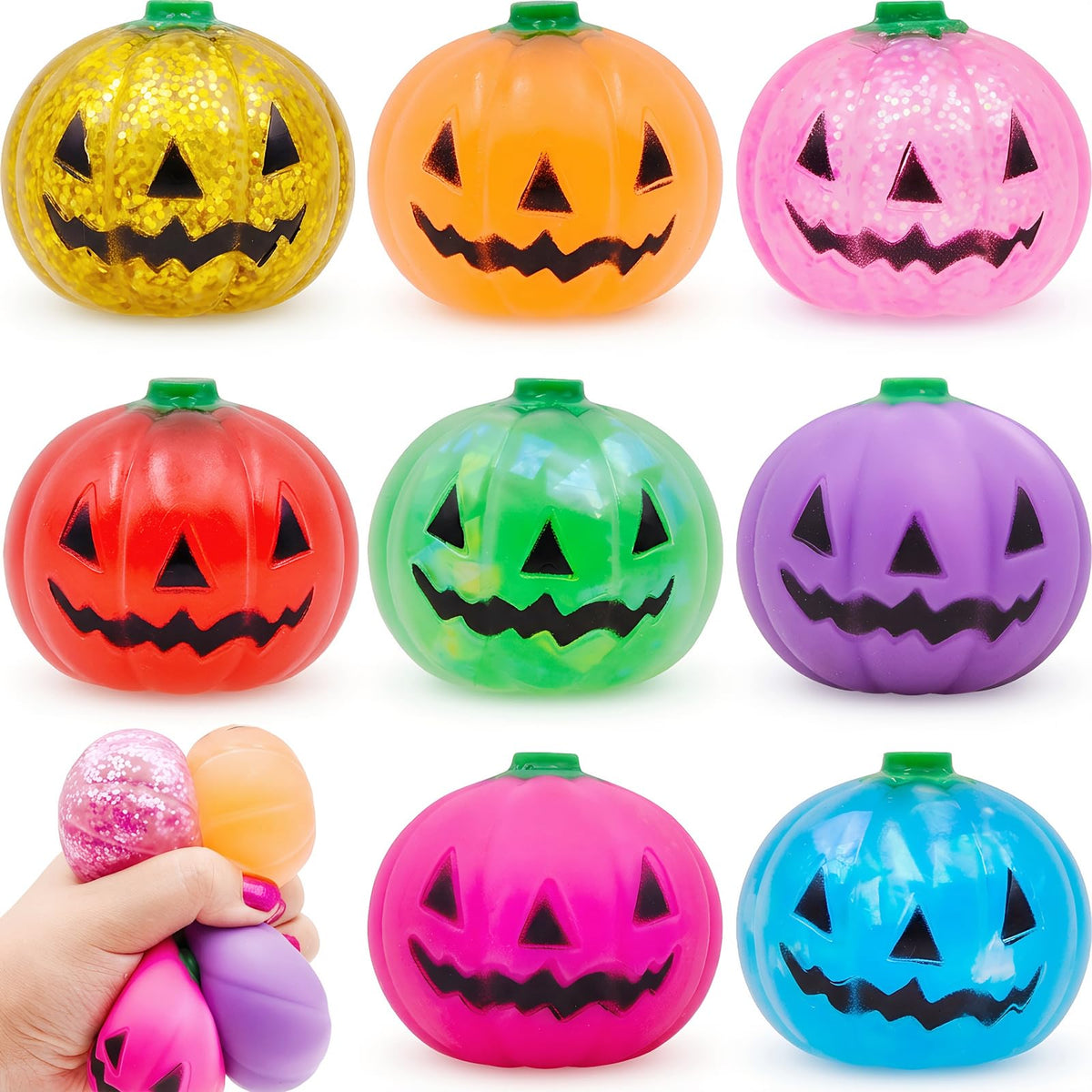 8 Pack Halloween Pumpkins Stress Balls Squishy Fidget Toys
