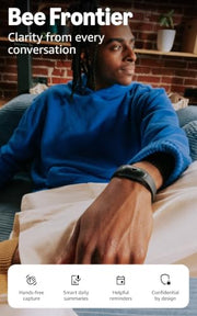 Bee Frontier (all-new), Wearable Personal AI that grows with you, confidential by design, transforms conversations into actionable summaries, 7-day battery, IP67 Rated, Onyx