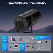 [Built-in Apps] Mini Projector with WiFi & Padding, Movie Projector 1080P HD Support Motion Keystone Correction, 180° Rotatable, Compatible with Sticks, HDMI, USB, Smart Handphones, Laptop (Black)