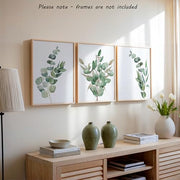 Eviepops Prints Eucalyptus Botanical Wall Art – Set of 3 Unframed Prints, Minimalist Green Plant Decor, Abstract Tropical Leaves Posters for Living Room, Bathroom, Bedroom Modern Nature Artwork (A4)