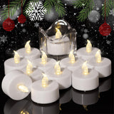 Auralome LED Battery Tea Lights - Flickering Flameless Candles Small Warm White 12-Pack Tealights Flicker Bright Fake Light Electric Operated Last 200 Hours for Diwali Votive Wedding Pumpkin Halloween