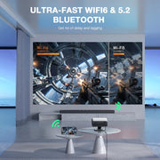 5000ANSI 4K Smart Projector with WiFi and Bluetooth, 3D Dolby Audio | Now with Netflix ,Auto Keystone, 360° Rotatable Stand, Ultra Low Noise, Outdoor Home Theater, HDMI, USB