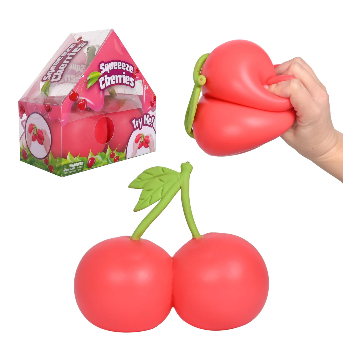 Toymendous Squishy Cherries, Jumbo Sweet Fruit Stress Toy, Twin Cherry Fidget Fun, 5.5 Inch Squishy Fruit, Fidget Sensory Food, Jumbo Strss Relief Toy or Kids & Adults, Easter Basket Stuffer