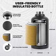 RAYMYLO Insulated Water Bottle 64 oz, Triple Wall Vacuum Stainless Steel | (Cold for 48 Hrs), Leak Proof & Non-BPA, Half Gallon Water Flask Jug with Paracord Handle & Straw Spout Lids