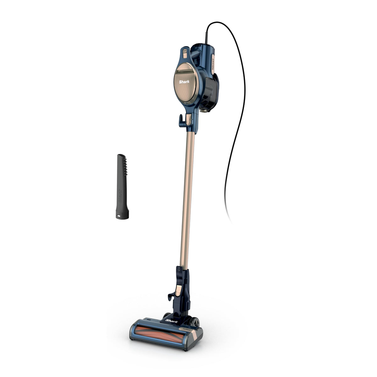 Shark Rocket Turbo Corded Stick Vacuum, Self-Cleaning, Navy, TV301 | Handheld Conversion, Carpet and Hard Floor Cleaning, Under-10-Lb Design, Swivel Steering, Compact Storage, Crevice/Pet Tool