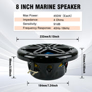 STUDIOFINIX 5.25 Inch 500W Marine Speakers with LED Lights -2 Way Weather Resistant Boat Speakers Perfect for Boats, ATVs, UTVs （Pair,Black）