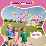 FUNPX Girls LED RC Drone, Christmas Birthday Gift for Girls Aged 6+ with Remote Batteries, 360° Flips, 3 Speed Modes, 45 Min Flight Indoor and Outdoor Flying Toy - Rose Red Yellow
