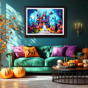 PuzzOne Halloween Puzzles for Adults 1000 Pieces Horror Haunted House | Halloween Night Castle Jigsaw Puzzle with Letters Spooky Scene with Pumpkins and Girls for Gifts Decor Dust Free, 27.5"x19.7"