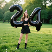 40 Inch Black Number 4 Balloons Foil Digital Helium Number Balloons | for 4th 14th 24 34 35 Birthday Anniversary Wedding Party Decorations,Jumbo Helium Balloon Giant Large Digital Balloon