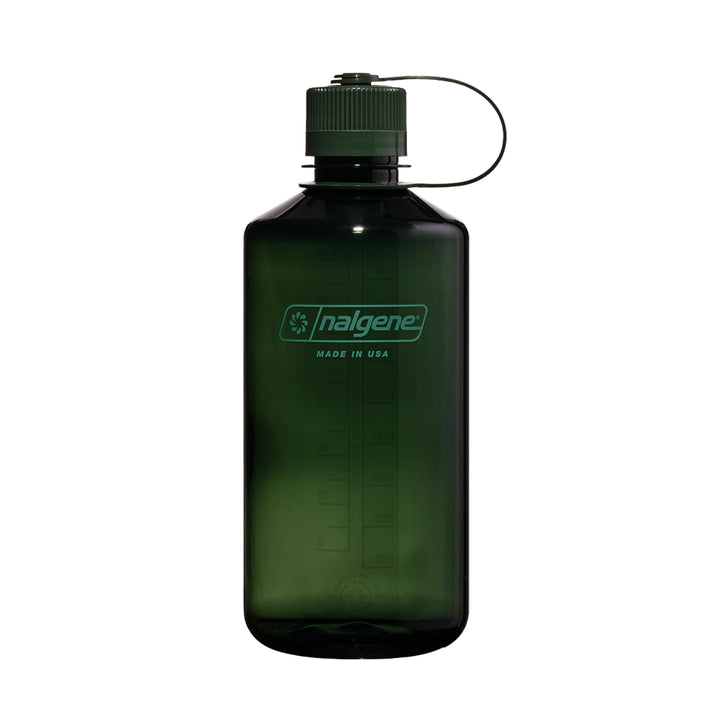 Nalgene 32 oz Narrow Mouth Water Bottle, Jade | BPA-Free, Durable & Lightweight, Leak Proof, Dishwasher Safe, Large Reusable Plastic Bottle for Hiking, Gym, Work & Travel