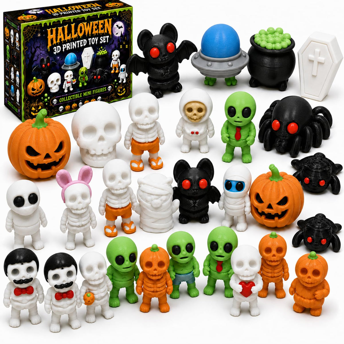 30 PCS Halloween Party Favors Gifts 3D Fidget Toys Goodie Bag Stuffers | Halloween Party Favors Fidget Toys for Trick or Treat, Halloween Goodie Bag Fillers, Figurine Stress Relief Fidget Toys