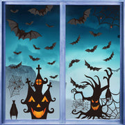 LOKIPA Halloween Window Clings - 7 Sheets Bats & Spiders Window Decals