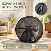 360°Panoramic Rolling Cat Playpen Cat Hamster Ball for Outside | Foldable Breathable Mesh Pet Playpen with Zipper, Portable Lightweight Ball Cage for Indoor Cats, Travel, Lawn & Backyard