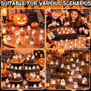 80Pcs Halloween Mini Ghosts Figurines 4 Styles Cute Miniatures Resin Decor