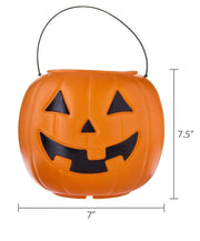 Halloween Pumpkin Treat Pail, Orange, 8", Trick or Treat, Decoration (Orange)
