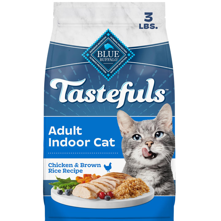 Blue Buffalo Tastefuls Chicken Adult Indoor Dry Cat Food, 3 lb | Chicken & Brown Rice Recipe, Antioxidant-Rich LifeSource Bits, No Corn, Wheat, or Soy