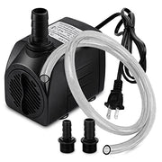 PULACO 400GPH Submersible Pump with 5 ft Tubing | 1500L/H 25Watt durable fountain water pump for Pond Fountain, Aquariums Fish Tank, Statuary, Hydroponics