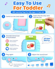 Aullsaty Talking Flash Cards for Toddlers Ages 1-3, 224 Words Montessori Speech Therapy Toys, Autism Sensory Toy, Educational Learning Speech Therapy Birthday Gifts for Boys Girls (Blue)