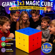 Giant Magic Cube 3x3, 18CM Extra Large Stickerless Puzzle Cube for All Ages | Stress Relief Educational Toy, Collectible Cube, Novelty Birthday Christmas Gift for Kids, Teens & Adults