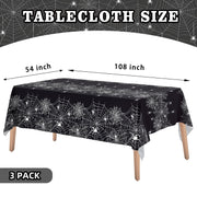 Actilize 3 Pack Halloween Tablecloth-54 x 108 Inch Spider Web Design Black | Halloween Decorations Disposable Plastic Table Covers Spider Web Design for Outdoor Indoor Halloween Party Table Decor