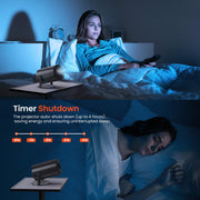 [Built-in Apps] Mini Projector with WiFi & Padding, Movie Projector 1080P HD Support Motion Keystone Correction, 180° Rotatable, Compatible with Sticks, HDMI, USB, Smart Handphones, Laptop (Black)