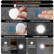 daphomeu Motion Sensor Lights Indoor,6 Pack Wireless USB Rechargeable Cupboard Lights,Stick on Wall Night Light,Battery Operated for Stair Wardrobe Corridors Closet Under Cabinet Kitchen Puck Lights