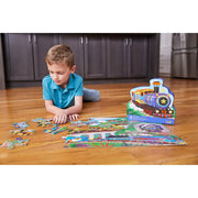 Crocodile Creek 36-Piece Jigsaw Floor Puzzle - Fun Floor Puzzles for Kids Ages 3-5 - Heavy-Duty Shaped Box for Storage - All Aboard - 24" W x 18" H Finished