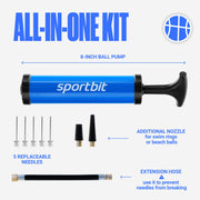 SPORTBIT Basketball Pump – Ball Pump for Sports Balls | Push & Pull Inflating System – Hand Pump for Basketball, Volleyball, Soccer & Football – Gifts, Court & Gym Ready
