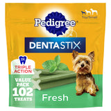 Pedigree Dentastix Small & Toy Breed Dental Dog Treats, Fresh, 102 Count | Triple action dental care, reduces tartar buildup, cleans teeth, freshens breath, for dogs 7-22 lbs, no added sugar/fillers