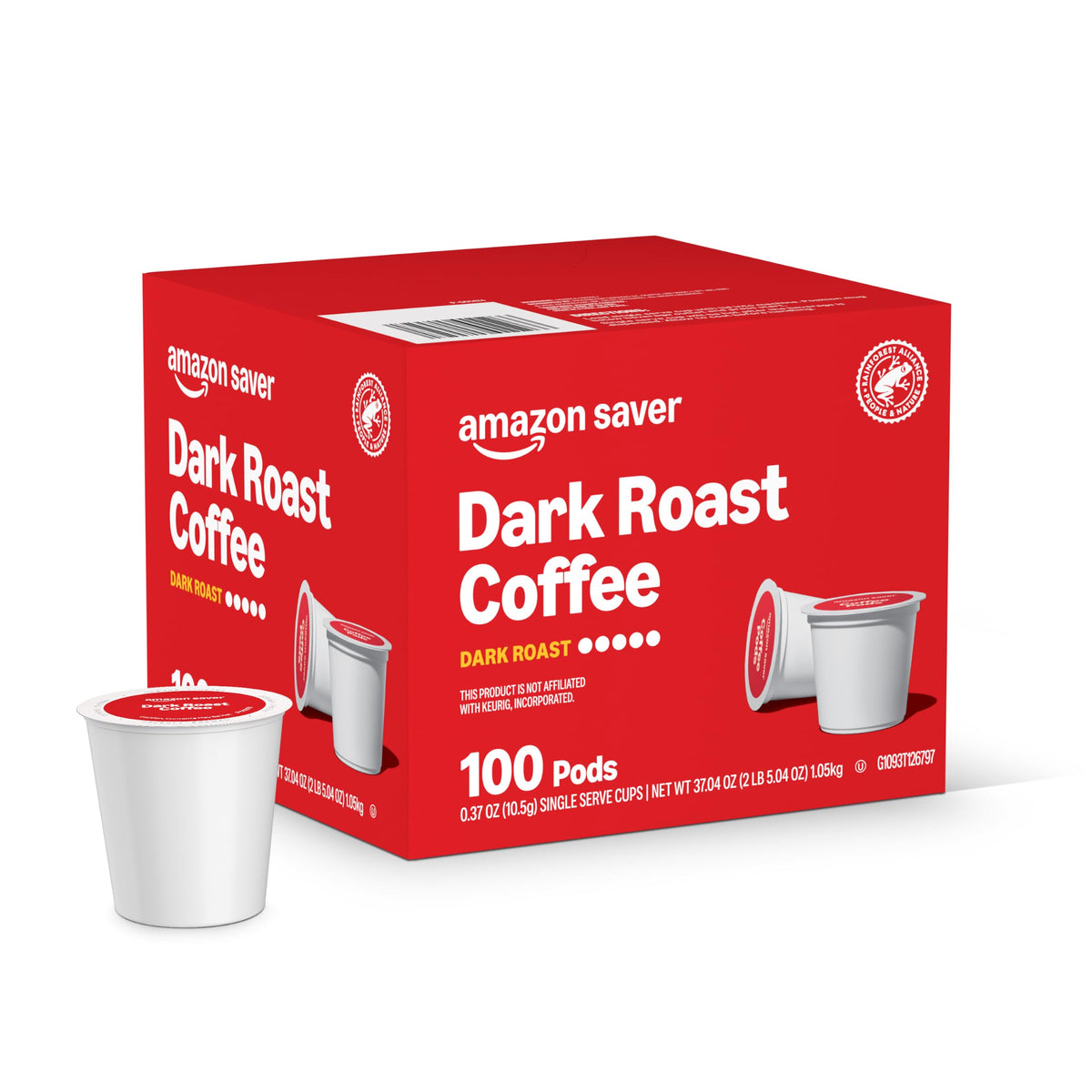 Amazon Brand - Happy Belly Dark Roast Coffee Pods, Compatible with Keurig 2.0 K-Cup Brewers, 100 Count