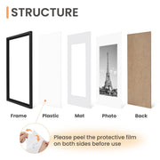 upsimples 11x14 Picture Frame, Gallery Wall Frames Set of 5, Black | Photo Frame Collage Wall Decor, 11 x 14 Frame, 8x10 Frame with Mat for Family, Baby, Hallway, Diamond, Christmas