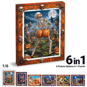 TOSY Picture Cube Halloween Spooky Fun: 6-in-1 Magnetic Picture Puzzle, 80 Blocks, 480 Puzzle Faces, 0.63 in, B052, Seamless UV Art, Display-Ready Frame, Collectible, STEM/STEAM Gift for Kids & Adults