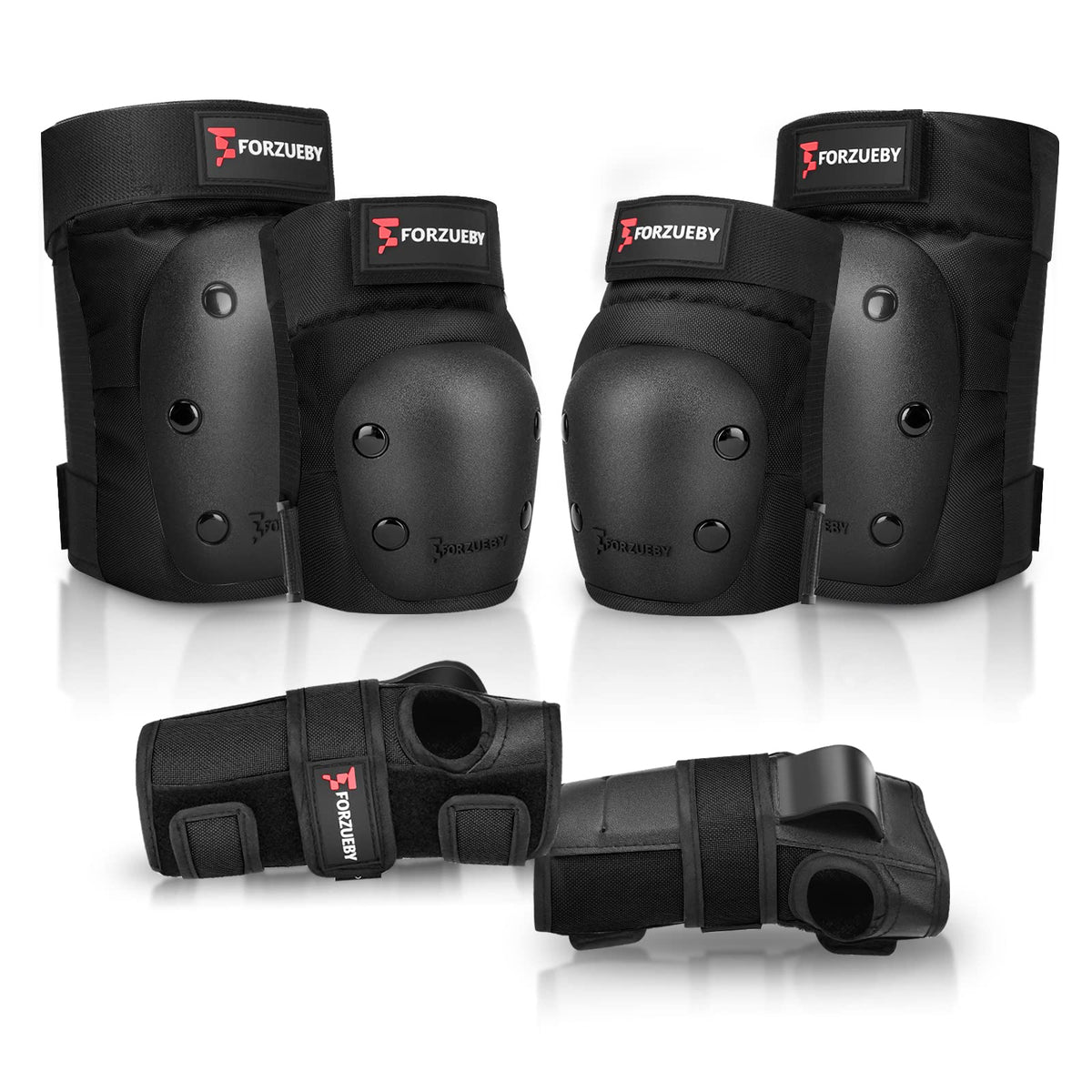 Adult&Kids Knee Pads Elbow Pads Wrist Guards 6 in 1 Protective Gear Set
