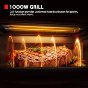 Toshiba 23L Black Mirror Digital Grill Microwave, 900W Countertop Microwave with 1000W Grill, Combination Cooking with 11 Power Levels, Auto Menus, Chef Defrost, Timer, Mirrored Front, MW3-EG23PFI(MB)