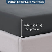 Fitted Sheet Double 135x190-2 Pack - Pre-Washed, Deep Pocket 14" - Charcoal | Bottom Sheet, Soft Brushed, Machine Washable, Shrink Resistant, Breathable, Easy Care, Hotel Quality, OEKO-TEX
